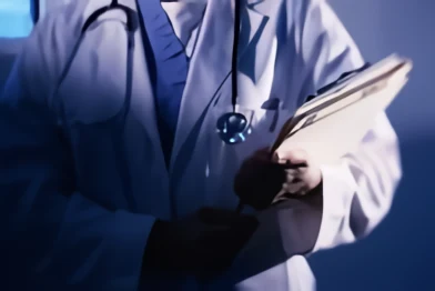 A doctor holding a files